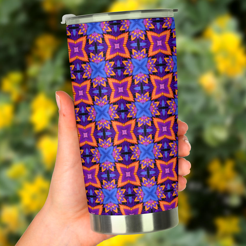 kaleidoscope Purple Orange Print Design Tumbler