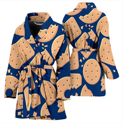 Cracker Pattern Print Design 03 Women Bathrobe