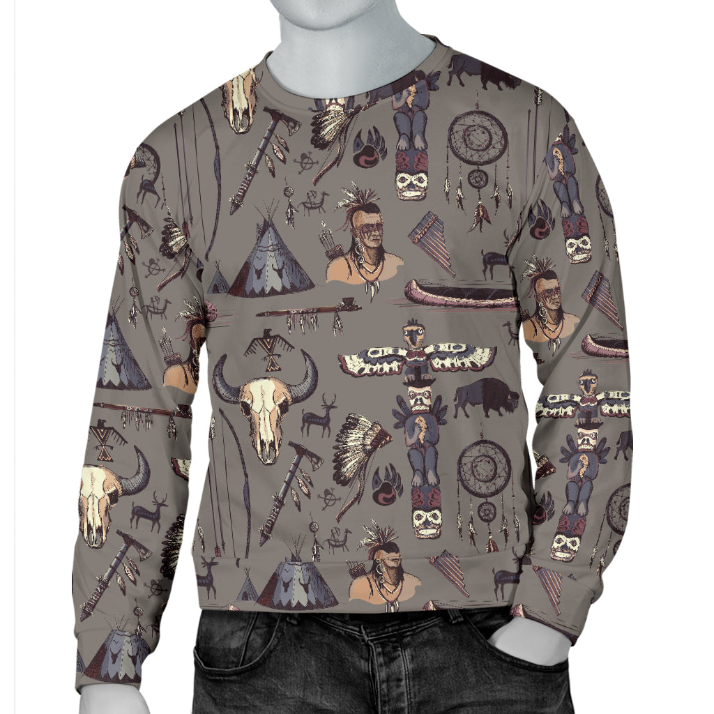 Native Indian life Design Print Men Long Sleeve Sweatshirt