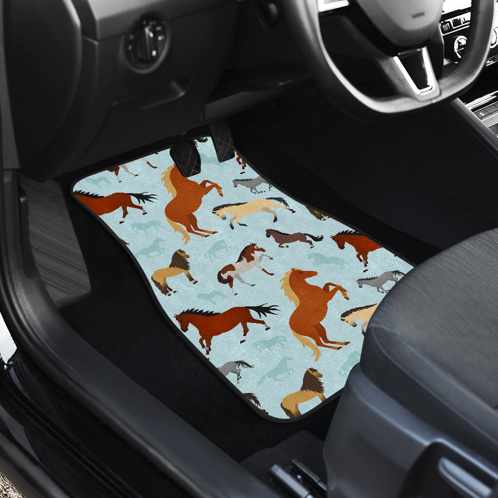 Horse Cute Themed Pattern Print Car Floor Mats Front Back