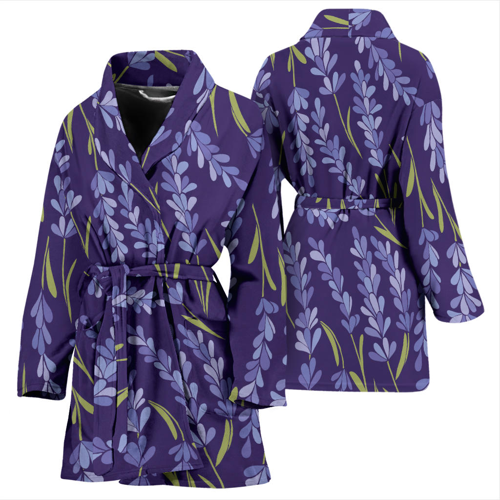 Lavender Pattern Print Design 03 Women Bathrobe