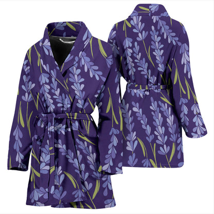 Lavender Pattern Print Design 03 Women Bathrobe
