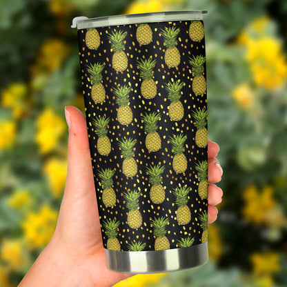 Pineapple Gold Dot Themed Print Tumbler
