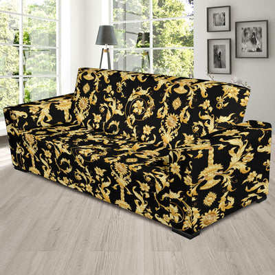 Baroque Golden Pattern Print Design 04 Sofa Slipcover