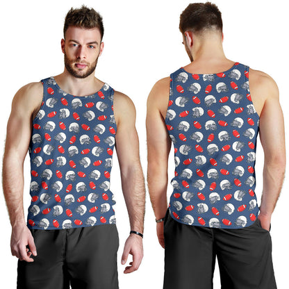 American Football Helmet Design Pattern Men Tank Top