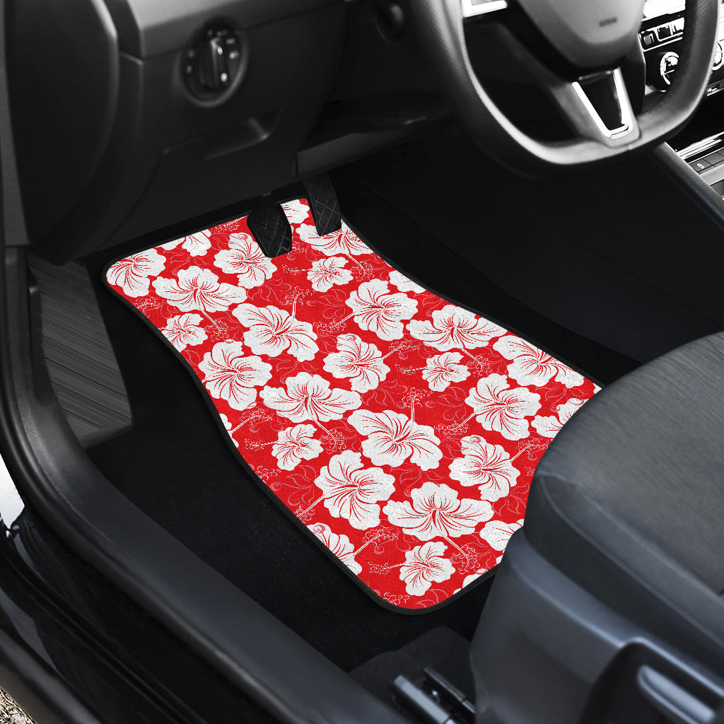 Flower Hawaiian Hibiscus Red Background Print Car Floor Mats Front Back