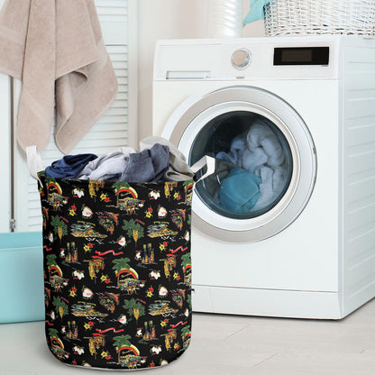 Hawaiian Island Themed Print Laundry Basket