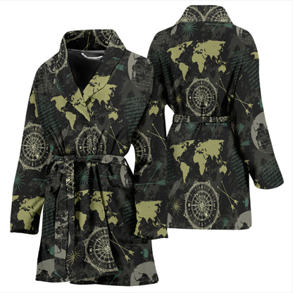 World Map Print Design LKS303 Women Bathrobe