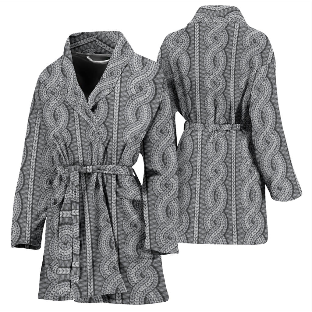 Cable Knit Pattern Print Design 01 Women Bathrobe