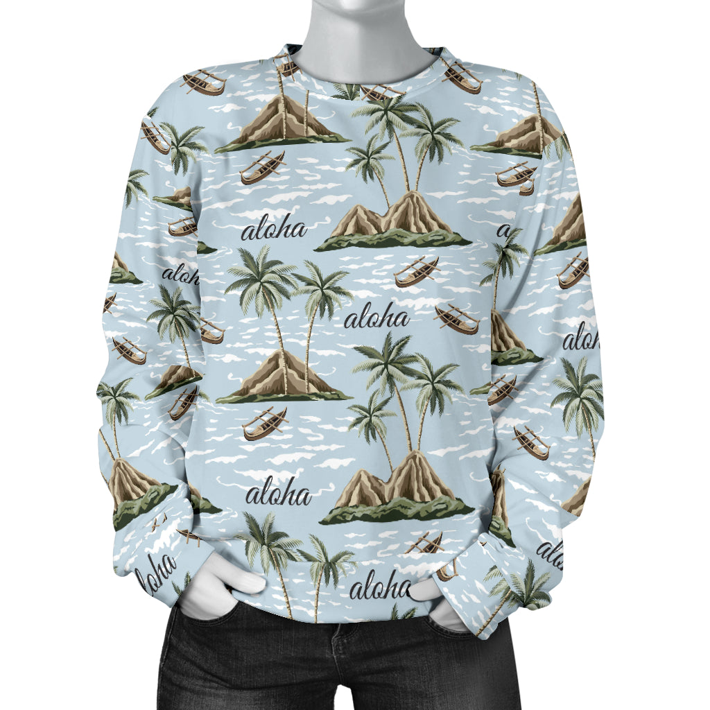 Aloha Hawaii island Design Themed Print Women Long Sleeve Sweatshirt
