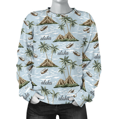 Aloha Hawaii island Design Themed Print Women Long Sleeve Sweatshirt