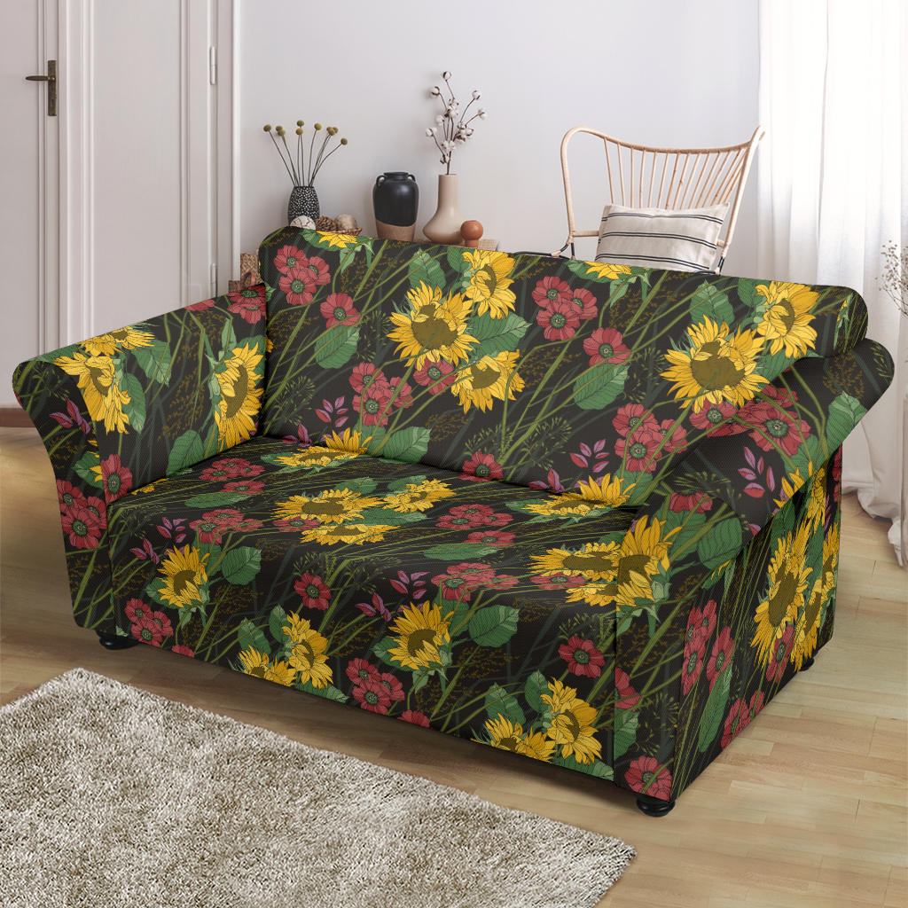Sunflower Print Design LKS303 Loveseat Couch Slipcover