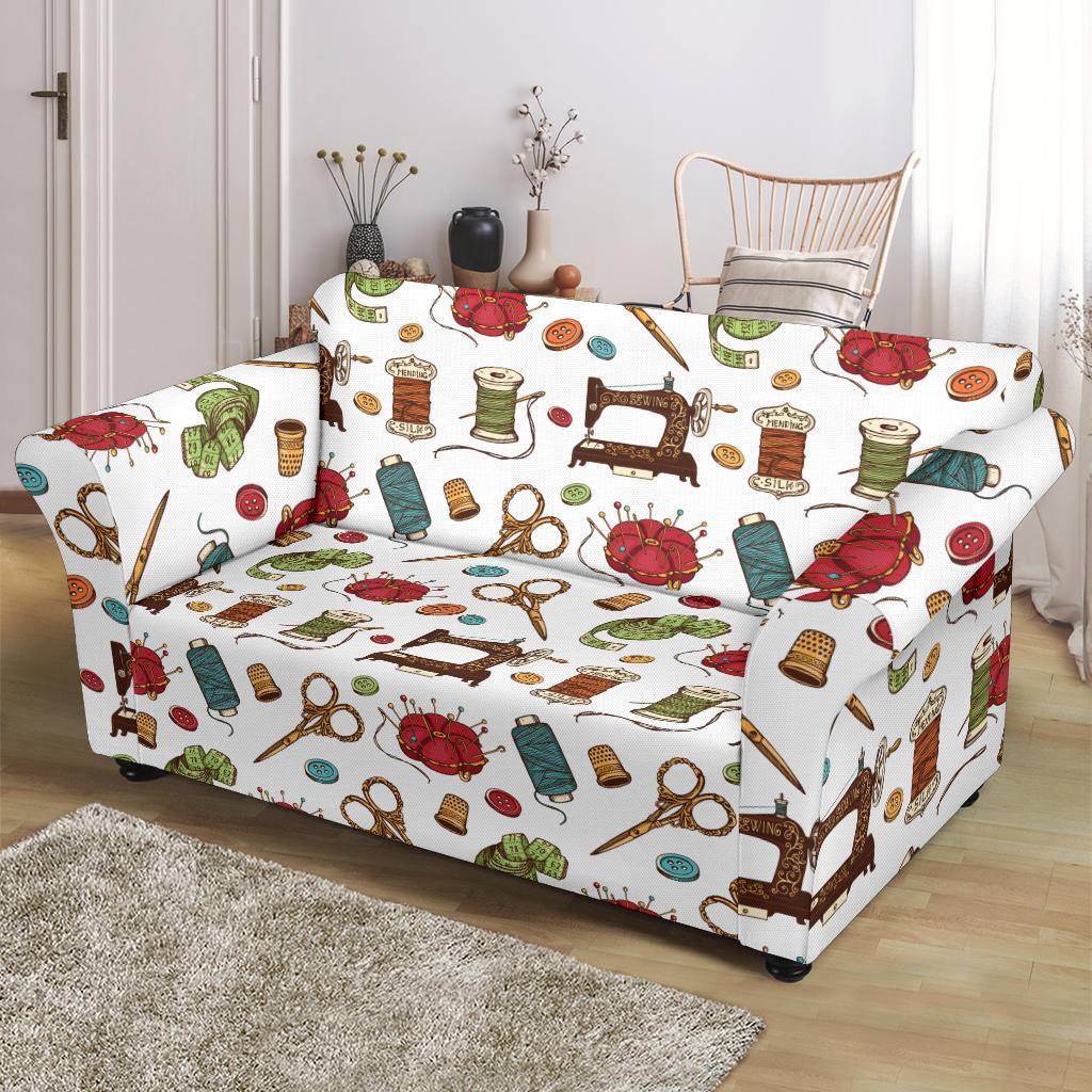 Sewing Equipment Print Design LKS304 Loveseat Couch Slipcover
