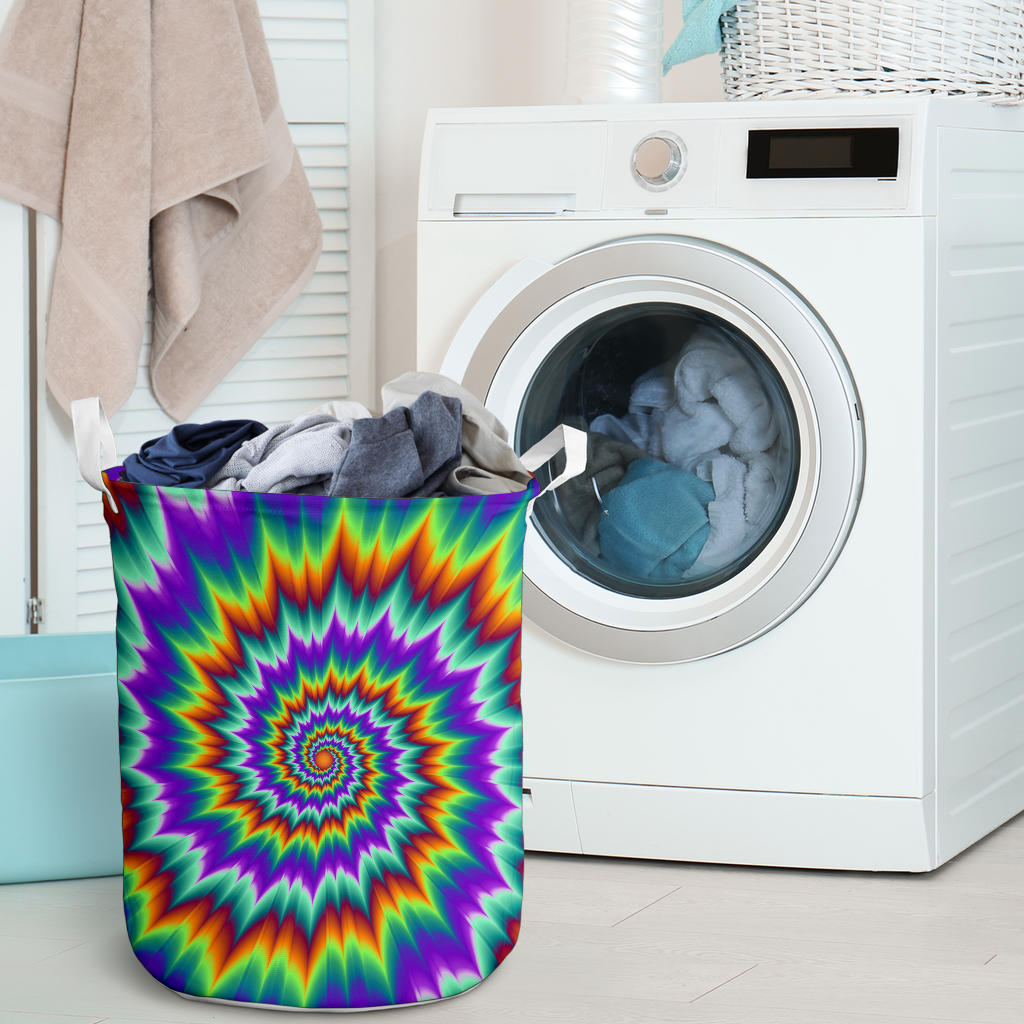 Optical illusion Pulsing fiery spirals Laundry Basket
