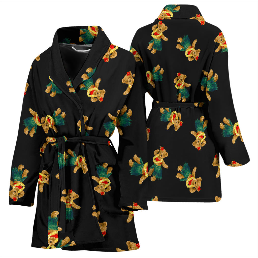 Hula Bear Pattern Print Design 06 Women Bathrobe