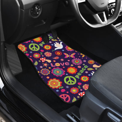 Flower Power Peace Design Print Car Floor Mats Front Back