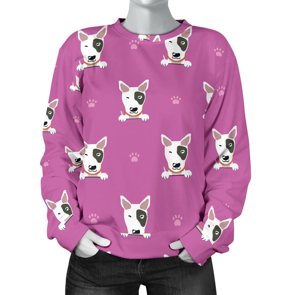 Bull Terrier Happy Print Pattern Women Long Sleeve Sweatshirt