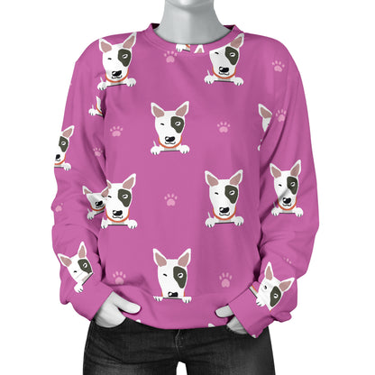 Bull Terrier Happy Print Pattern Women Long Sleeve Sweatshirt