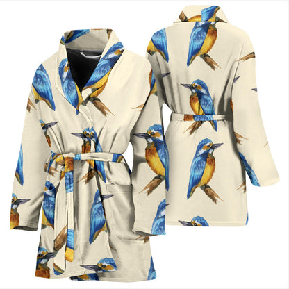 Kingfisher Pattern Print Design 01 Women Bathrobe