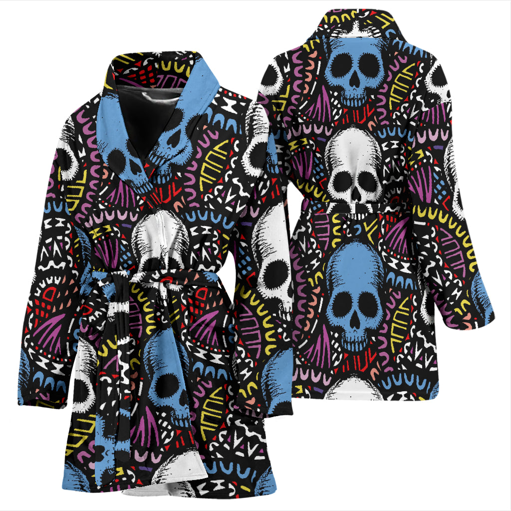 Skull Print Design LKS305 Women Bathrobe
