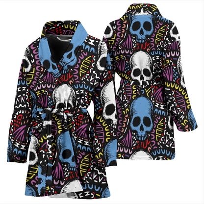 Skull Print Design LKS305 Women Bathrobe