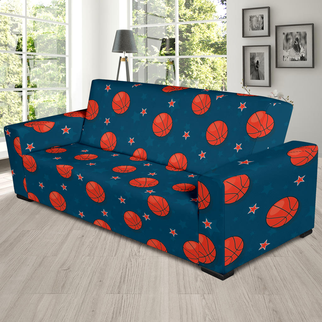 Basketball Pattern Print Design 02 Sofa Slipcover