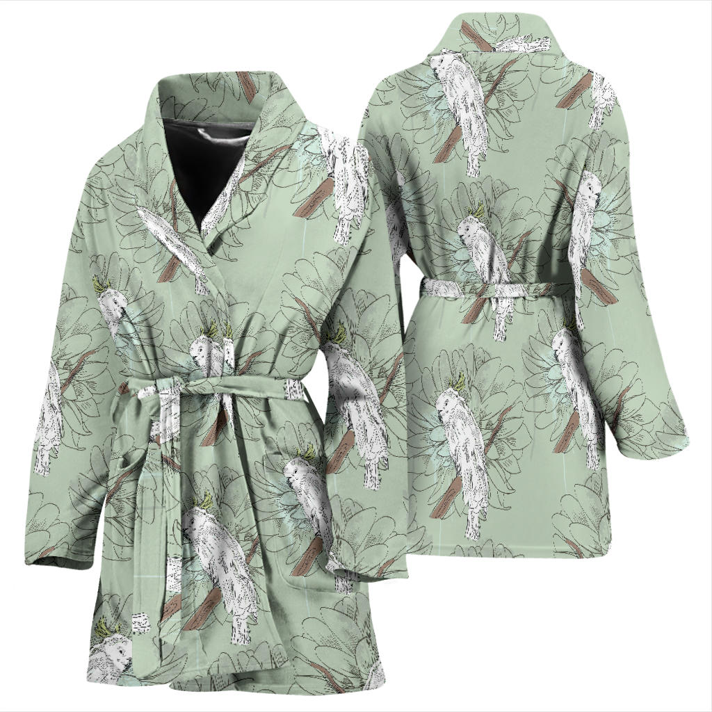 Cockatiel Pattern Print Design 01 Women Bathrobe