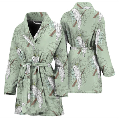 Cockatiel Pattern Print Design 01 Women Bathrobe