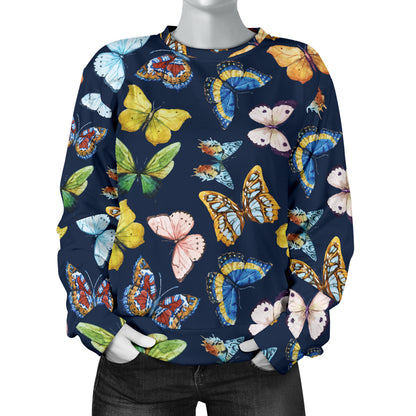 Butterfly Beautiful Print Pattern Women Long Sleeve Sweatshirt