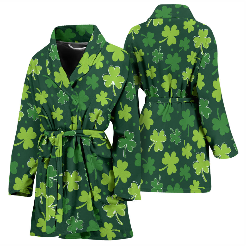 Clover Pattern Print Design 02 Women Bathrobe