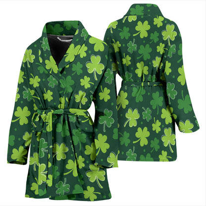Clover Pattern Print Design 02 Women Bathrobe