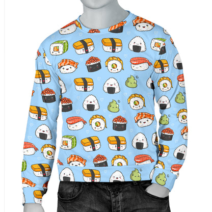 Sushi Cartoon Design Men Long Sleeve Sweatshirt