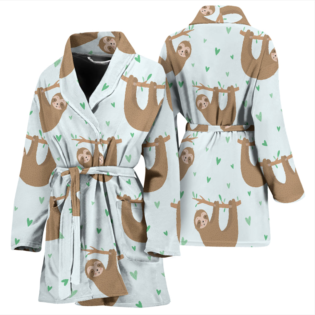 Sloth Print Design LKS308 Women Bathrobe