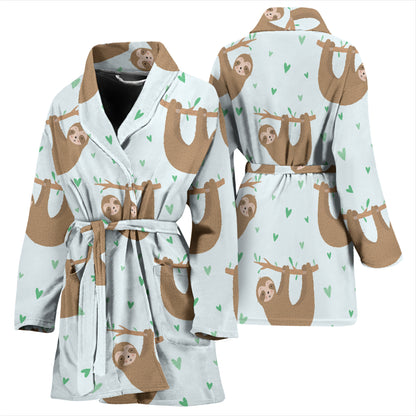 Sloth Print Design LKS308 Women Bathrobe