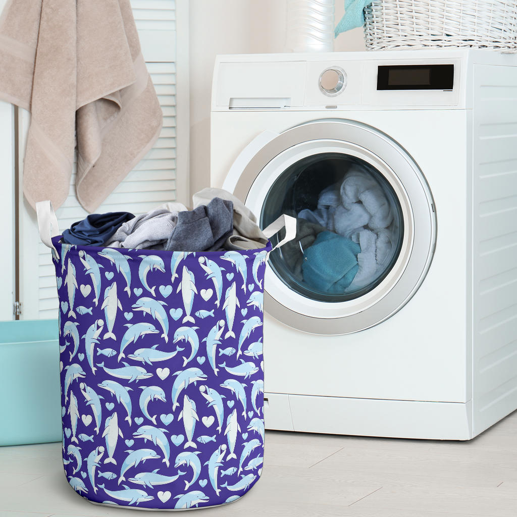 Dolphin Smile Print Pattern Laundry Basket