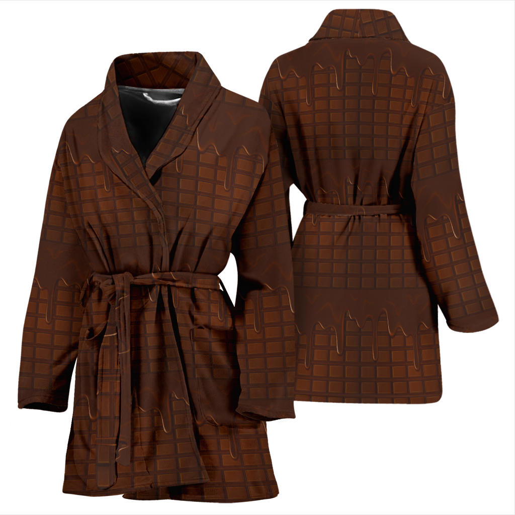 Chocolate Pattern Print Design 01 Women Bathrobe