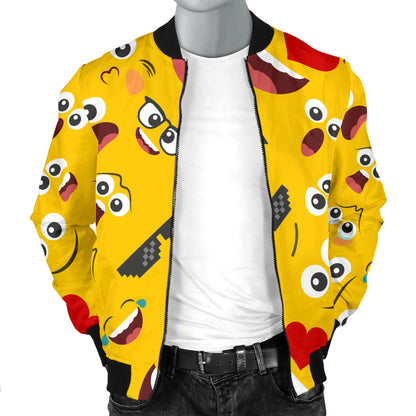 Emoji Face Print Pattern Men Bomber Jacket