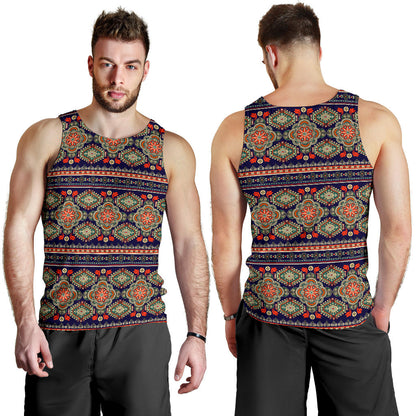 Ethnic Geometric Print Pattern Men Tank Top