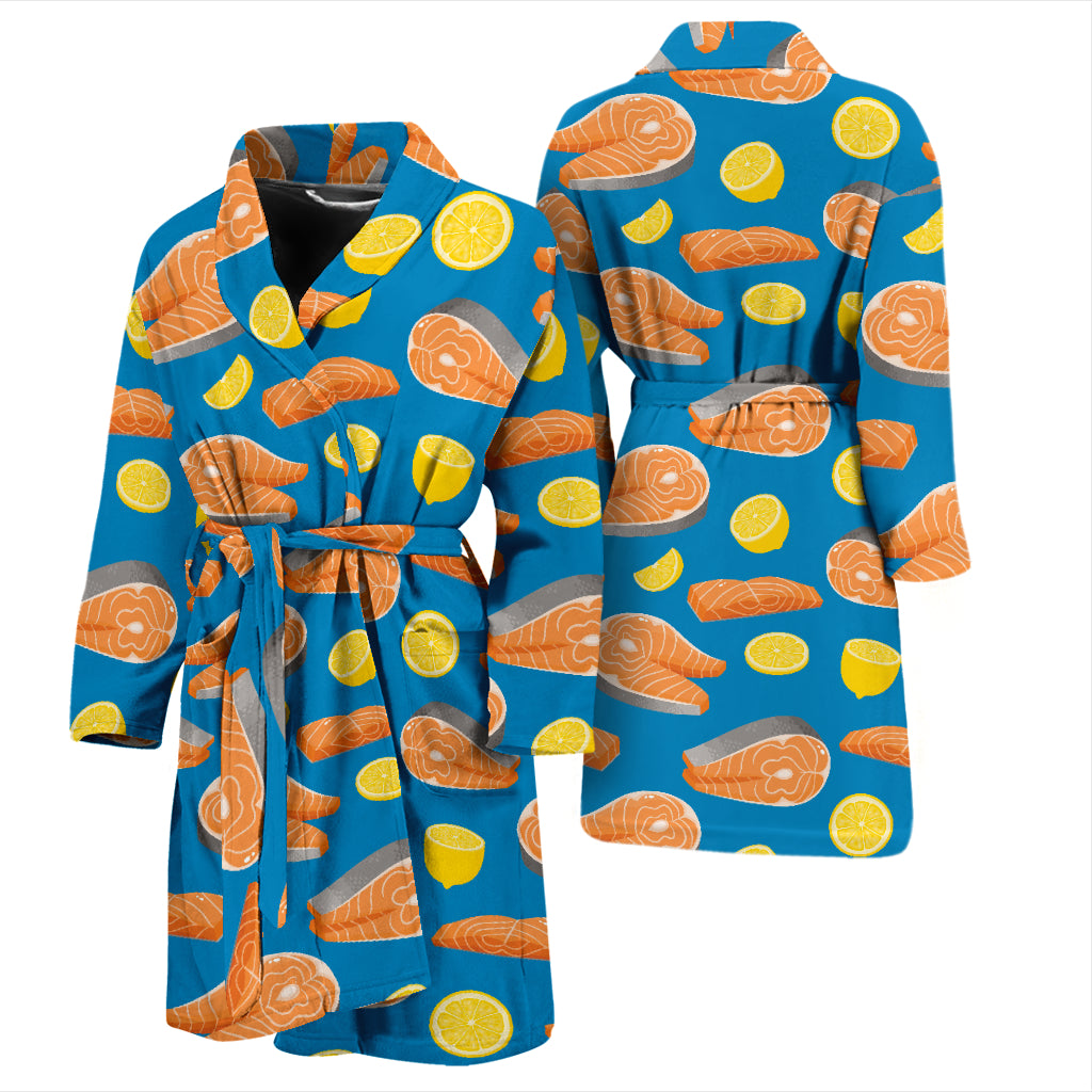 Salmon Steak With Lemon Print Design LKS308 Men Bathrobe