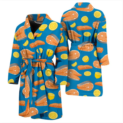Salmon Steak With Lemon Print Design LKS308 Men Bathrobe