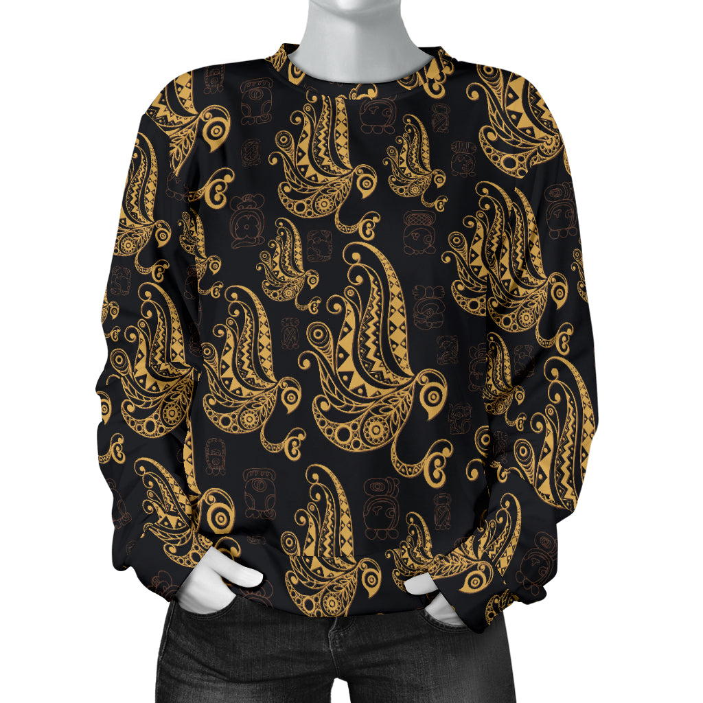 Owl Tribal Polynesian Design Print Women Long Sleeve Sweatshirt
