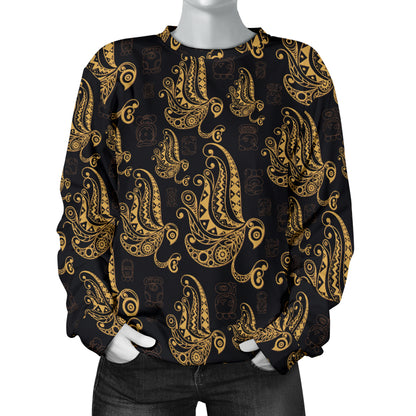Owl Tribal Polynesian Design Print Women Long Sleeve Sweatshirt