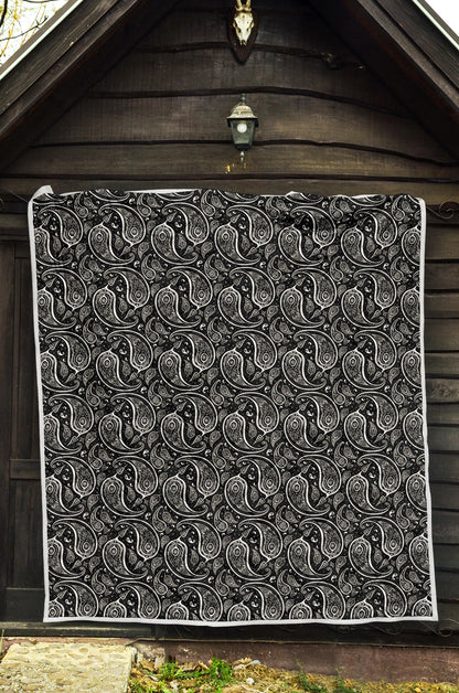 Paisley Black Design Print Quilt Bedspread