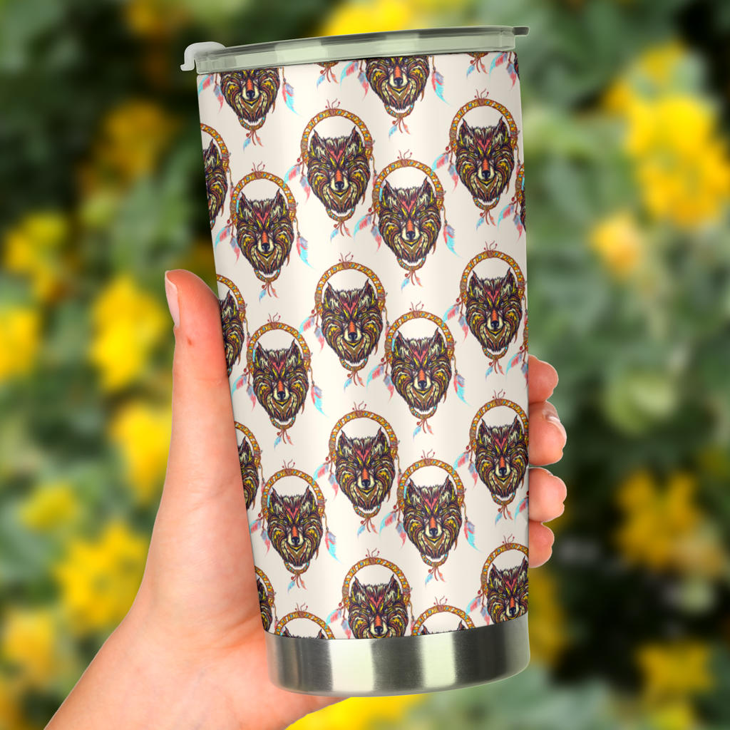 Wolf Tribal Dream Catcher Design Print Tumbler