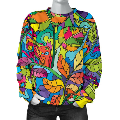Psychedelic Trippy Flower Print Women Long Sleeve Sweatshirt