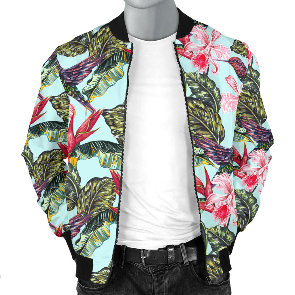 Hummingbird Cute Themed Print Men Bomber Jacket