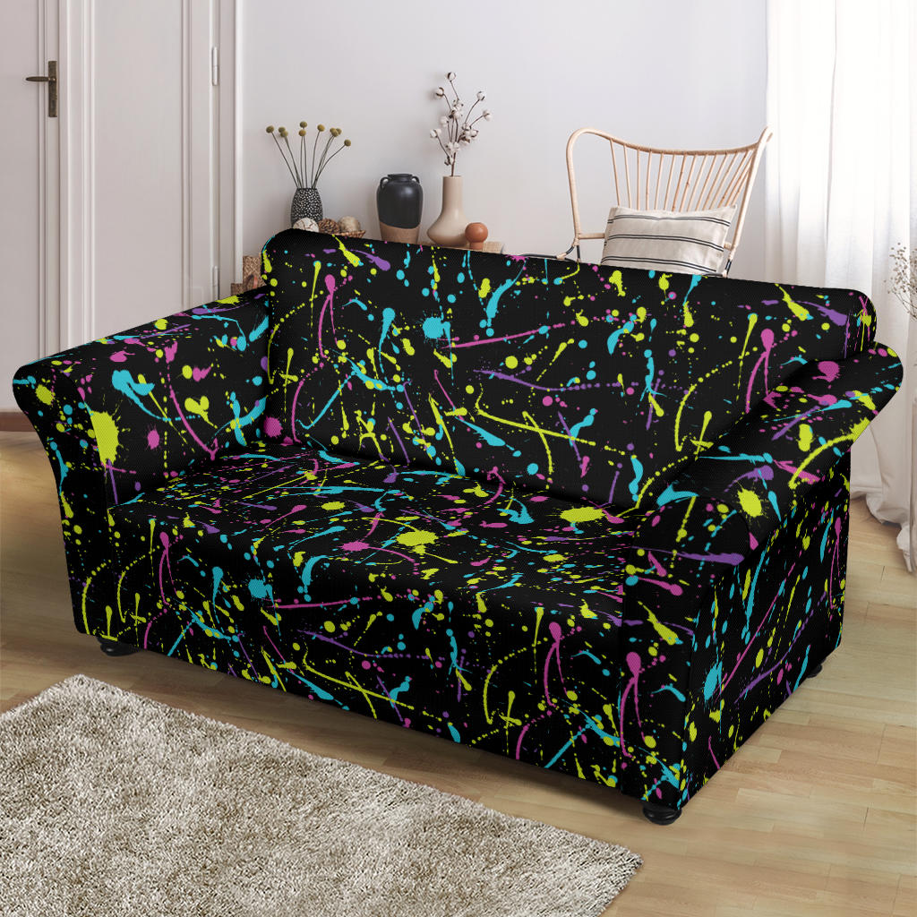 Splatter Multicolor Print Design LKS302 Loveseat Couch Slipcover