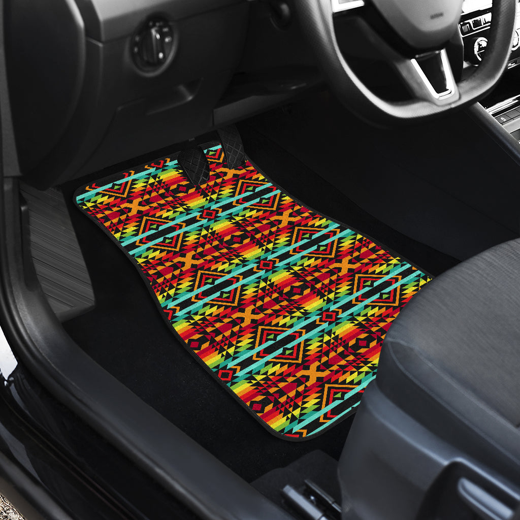 Kente Red Design African Print Car Floor Mats Front Back