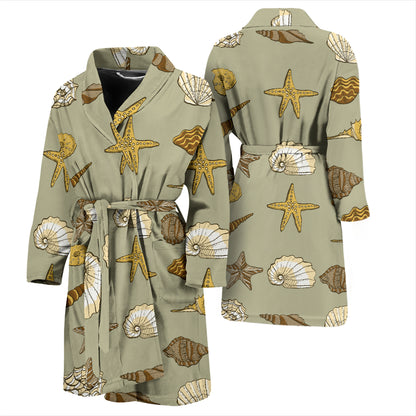 Seashell Beach Print Design LKS303 Men Bathrobe