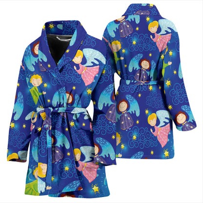 Angel Little Pattern Print Design 02 Women Bathrobe